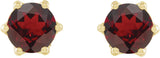 14K Gold Natural Mozambique Garnet & Natural Diamond Round 6-Prong Accented Crown Stud Earrings - Yellow Gold - view 2