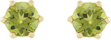 14K Gold Natural Peridot & Natural Diamond Round 6-Prong Accented Crown Stud Earrings - Yellow Gold - view 2