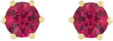14K Gold Lab-Grown Ruby & Natural Diamond Round 6-Prong Accented Crown Stud Earrings - Yellow Gold - view 2