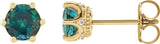 14K Gold Natural Emerald & Natural Diamond Round 6-Prong Accented Crown Stud Earrings - Yellow Gold