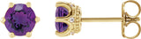 14K Gold Natural Natural Amethyst & Natural Diamond Round 6-Prong Accented Crown Stud Earrings