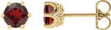 14K Gold Natural Mozambique Garnet & Natural Diamond Round 6-Prong Accented Crown Stud Earrings - Yellow Gold