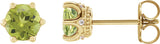 14K Gold Natural Peridot & Natural Diamond Round 6-Prong Accented Crown Stud Earrings - Yellow Gold