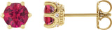 14K Gold Lab-Grown Ruby & Natural Diamond Round 6-Prong Accented Crown Stud Earrings - Yellow Gold