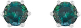 14K Gold Lab-Grown Alexandrite & Natural Diamond Round 6-Prong Accented Crown Stud Earrings - White Gold - view 2