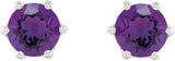 Platinum Natural Amethyst & Natural Diamond Round 6-Prong Accented Crown Stud Earrings - view 2