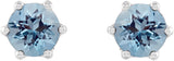 14K Gold Natural Aquamarine & Natural Diamond Round 6-Prong Accented Crown Stud Earrings - White Gold - view 2