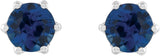 14K Gold Lab-Grown Blue Sapphire & Natural Diamond Round 6-Prong Accented Crown Stud Earrings - White Gold - view 2