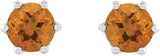 Platinum Natural Citrine & Natural Diamond Round 6-Prong Accented Crown Stud Earrings - view 2