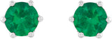 Platinum Lab-Grown Emerald & Natural Diamond Round 6-Prong Accented Crown Stud Earrings - view 2