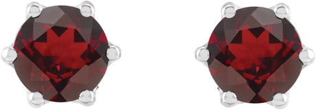 Platinum Natural Mozambique Garnet & Natural Diamond Round 6-Prong Accented Crown Stud Earrings - view 2