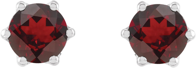 Platinum Natural Mozambique Garnet & Natural Diamond Round 6-Prong Accented Crown Stud Earrings - view 2