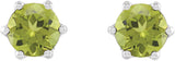 14K Gold Natural Peridot & Natural Diamond Round 6-Prong Accented Crown Stud Earrings - White Gold - view 2