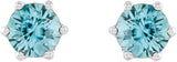 14K Gold Natural Blue Zircon & Natural Diamond Round 6-Prong Accented Crown Stud Earrings - White Gold - view 2