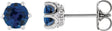 Platinum Natural Blue Sapphire & Natural Diamond Round 6-Prong Accented Crown Stud Earrings