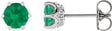 Platinum Natural Emerald & Natural Diamond Round 6-Prong Accented Crown Stud Earrings
