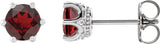 14K Gold Natural Mozambique Garnet & Natural Diamond Round 6-Prong Accented Crown Stud Earrings - White Gold
