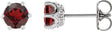 Platinum Natural Mozambique Garnet & Natural Diamond Round 6-Prong Accented Crown Stud Earrings
