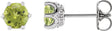 Platinum Natural Peridot & Natural Diamond Round 6-Prong Accented Crown Stud Earrings