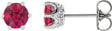 Platinum Lab-Grown Ruby & Natural Diamond Round 6-Prong Accented Crown Stud Earrings