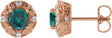 14K Gold Lab-Grown Alexandrite & Natural Diamond Round 4-Prong Halo-Style Earrings – 4-6mm Stones - Rose Gold