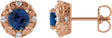 14K Gold Lab-Grown Blue Sapphire & Natural Diamond Round 4-Prong Halo-Style Earrings – 4-6mm Stones - Rose Gold