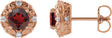 14K Gold Natural Mozambique Garnet & Natural Diamond Round 4-Prong Halo-Style Earrings – 4-6mm Stones - Rose Gold