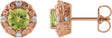 14K Gold Natural Peridot & Natural Diamond Round 4-Prong Halo-Style Earrings – 4-6mm Stones - Rose Gold