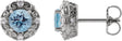 Platinum Natural Aquamarine & Natural Diamond Round 4-Prong Halo-Style Earrings
