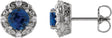 Platinum Natural Blue Sapphire & Natural Diamond Round 4-Prong Halo-Style Earrings – 4-6mm Stones