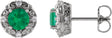 Platinum Lab-Grown Emerald & Natural Diamond Round 4-Prong Halo-Style Earrings