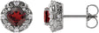 Platinum Natural Mozambique Garnet & Natural Diamond Round 4-Prong Halo-Style Earrings