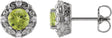 Platinum Natural Peridot & Natural Diamond Round 4-Prong Halo-Style Earrings