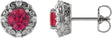 Platinum Lab-Grown Ruby & Natural Diamond Round 4-Prong Halo-Style Earrings – 4-6mm Stones