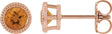 14K Gold Natural Citrine Round Bezel-Set Stud Earrings - Rose Gold
