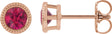 14K Gold Natural Ruby Round Bezel-Set Stud Earrings - Rose Gold