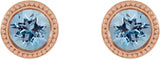 14K Gold Natural Aquamarine Round Bezel-Set Stud Earrings - Rose Gold - view 2