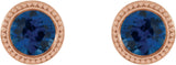 14K Gold Lab-Grown Blue Sapphire Round Bezel-Set Stud Earrings - Rose Gold - view 2