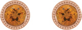 14K Gold Natural Citrine Round Bezel-Set Stud Earrings - Rose Gold - view 2