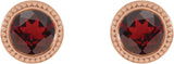 14K Gold Natural Mozambique Garnet Round Bezel-Set Stud Earrings - Rose Gold - view 2