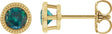 14K Gold Natural Alexandrite Round Bezel-Set Stud Earrings - Yellow Gold