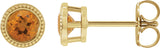 14K Gold Natural Citrine Round Bezel-Set Stud Earrings - Yellow Gold