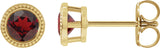 14K Gold Natural Mozambique Garnet Round Bezel-Set Stud Earrings - Yellow Gold