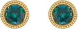 14K Gold Natural Alexandrite Round Bezel-Set Stud Earrings - Yellow Gold - view 2