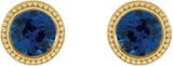 14K Gold Lab-Grown Blue Sapphire Round Bezel-Set Stud Earrings - Yellow Gold - view 2