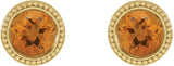 14K Gold Natural Citrine Round Bezel-Set Stud Earrings - Yellow Gold - view 2