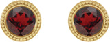14K Gold Natural Mozambique Garnet Round Bezel-Set Stud Earrings - Yellow Gold - view 2