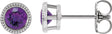 Platinum Natural Amethyst Round Bezel-Set Stud Earrings