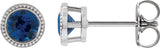 Platinum Lab-Grown Blue Sapphire Round Bezel-Set Stud Earrings