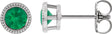Platinum Lab-Grown Emerald Round Bezel-Set Stud Earrings
